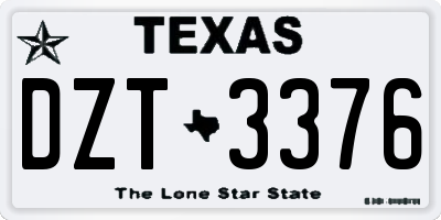 TX license plate DZT3376