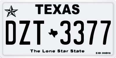 TX license plate DZT3377