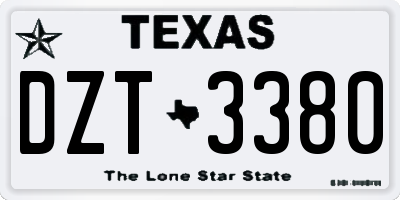 TX license plate DZT3380