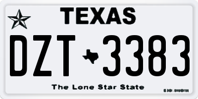 TX license plate DZT3383