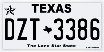 TX license plate DZT3386