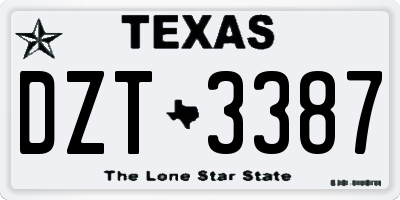 TX license plate DZT3387