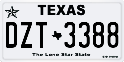 TX license plate DZT3388