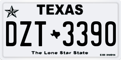 TX license plate DZT3390
