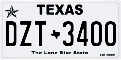 TX license plate DZT3400