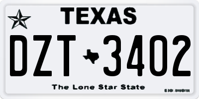 TX license plate DZT3402