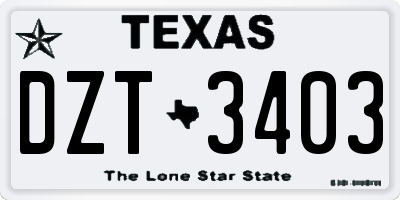 TX license plate DZT3403