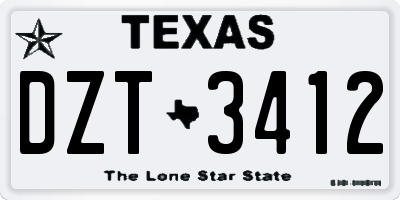 TX license plate DZT3412