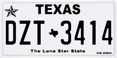 TX license plate DZT3414