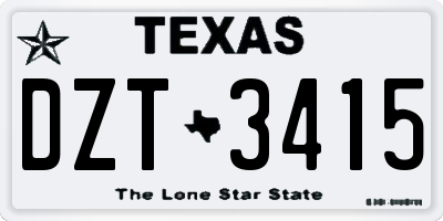 TX license plate DZT3415