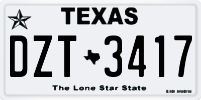 TX license plate DZT3417