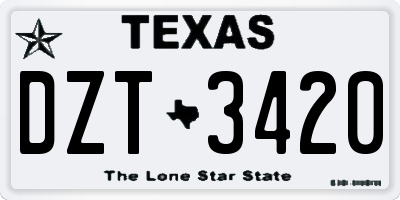 TX license plate DZT3420