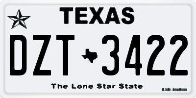 TX license plate DZT3422