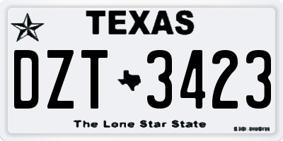 TX license plate DZT3423