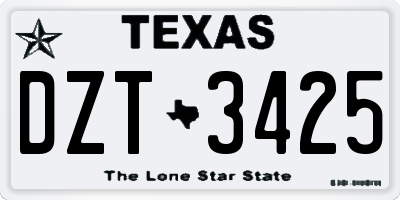 TX license plate DZT3425