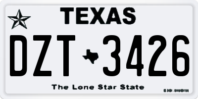 TX license plate DZT3426