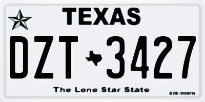 TX license plate DZT3427