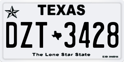 TX license plate DZT3428