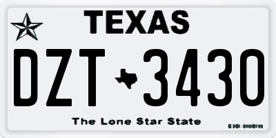 TX license plate DZT3430