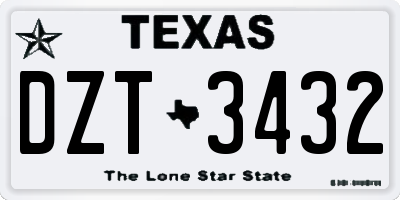 TX license plate DZT3432