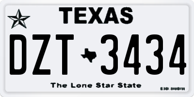 TX license plate DZT3434