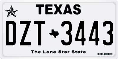 TX license plate DZT3443