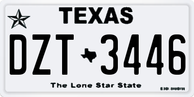 TX license plate DZT3446