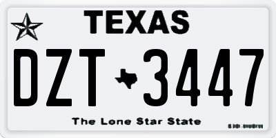 TX license plate DZT3447