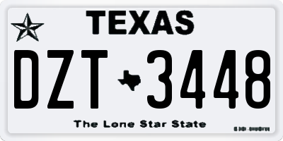 TX license plate DZT3448