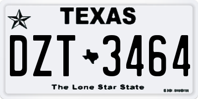 TX license plate DZT3464