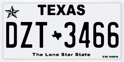 TX license plate DZT3466