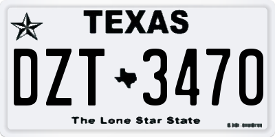 TX license plate DZT3470