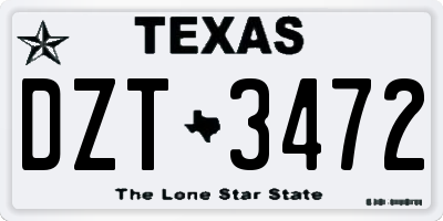 TX license plate DZT3472