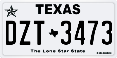 TX license plate DZT3473