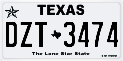 TX license plate DZT3474