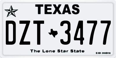 TX license plate DZT3477