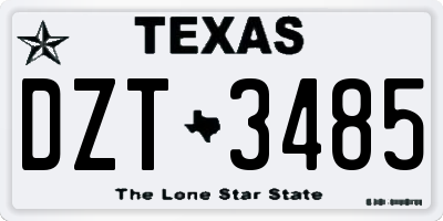 TX license plate DZT3485