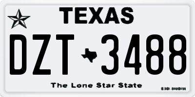 TX license plate DZT3488