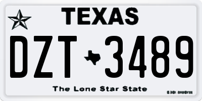 TX license plate DZT3489