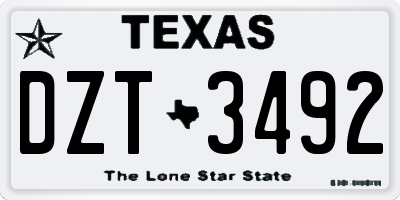 TX license plate DZT3492