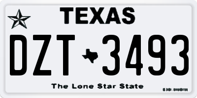 TX license plate DZT3493