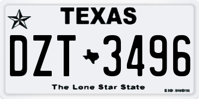 TX license plate DZT3496