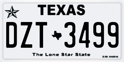 TX license plate DZT3499