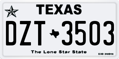 TX license plate DZT3503