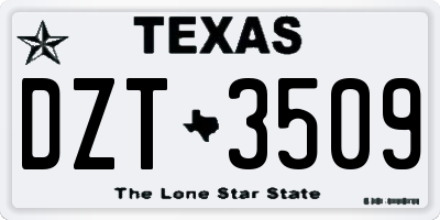 TX license plate DZT3509