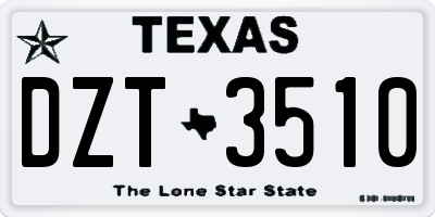 TX license plate DZT3510