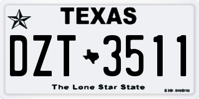TX license plate DZT3511