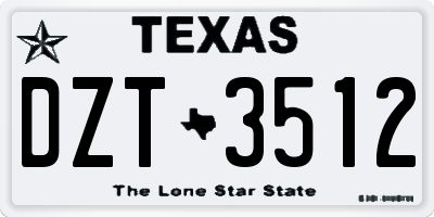 TX license plate DZT3512