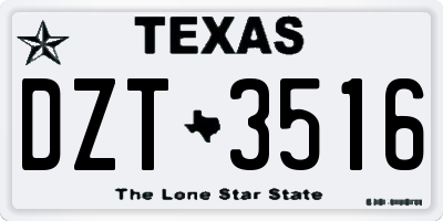 TX license plate DZT3516