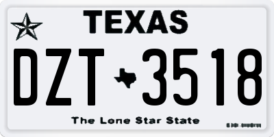TX license plate DZT3518